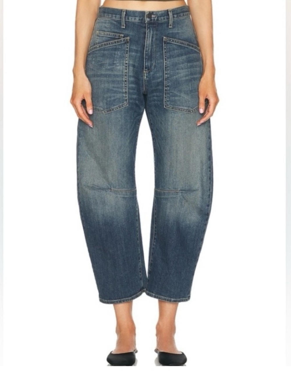 Nili Lotan Emerson, Shon, summer wash color,barrel  Cropped Jeans